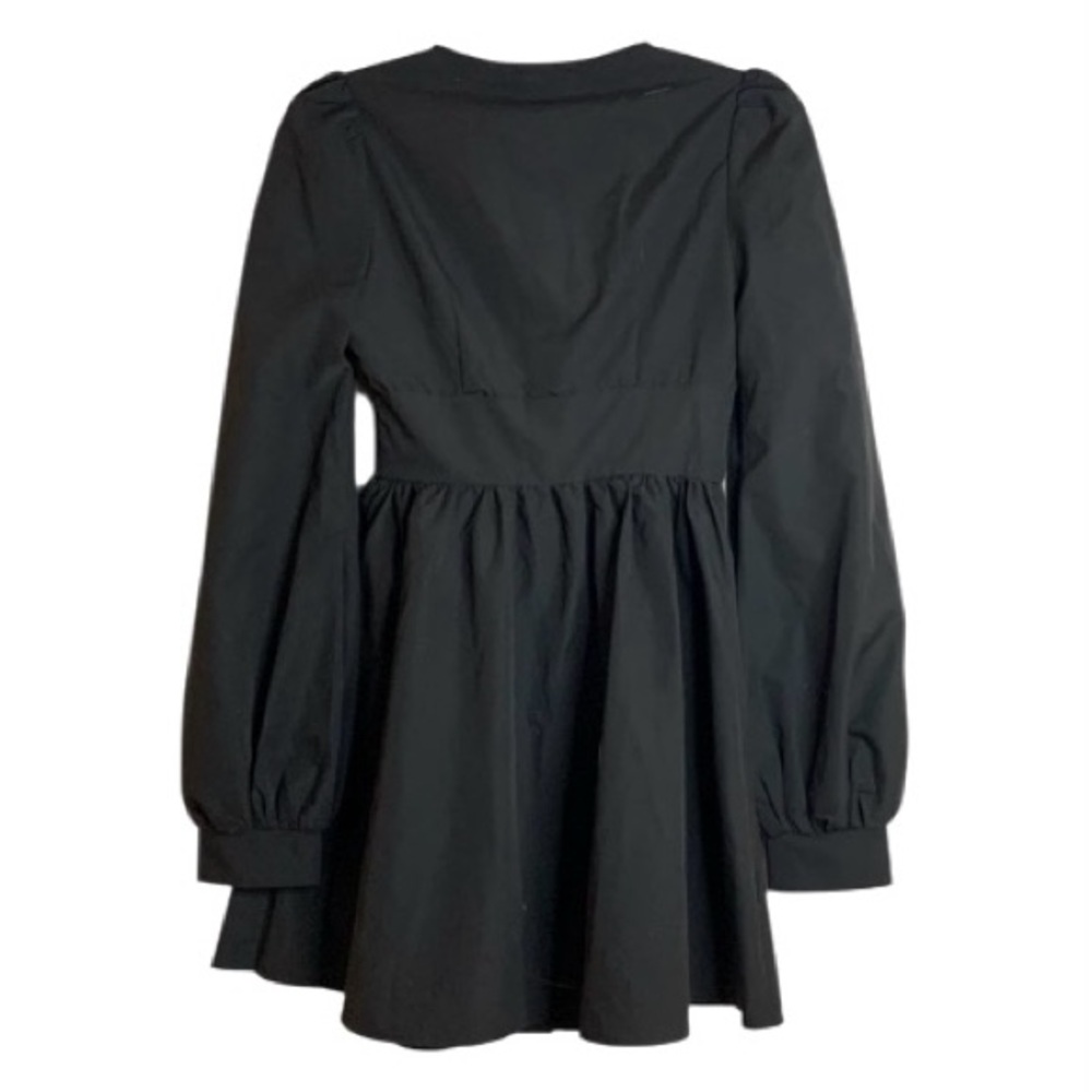 Victorian Goth Dress Empire Waist Button Front Puff Sleeve Witchy Dark Mori L - Picture 4 of 8